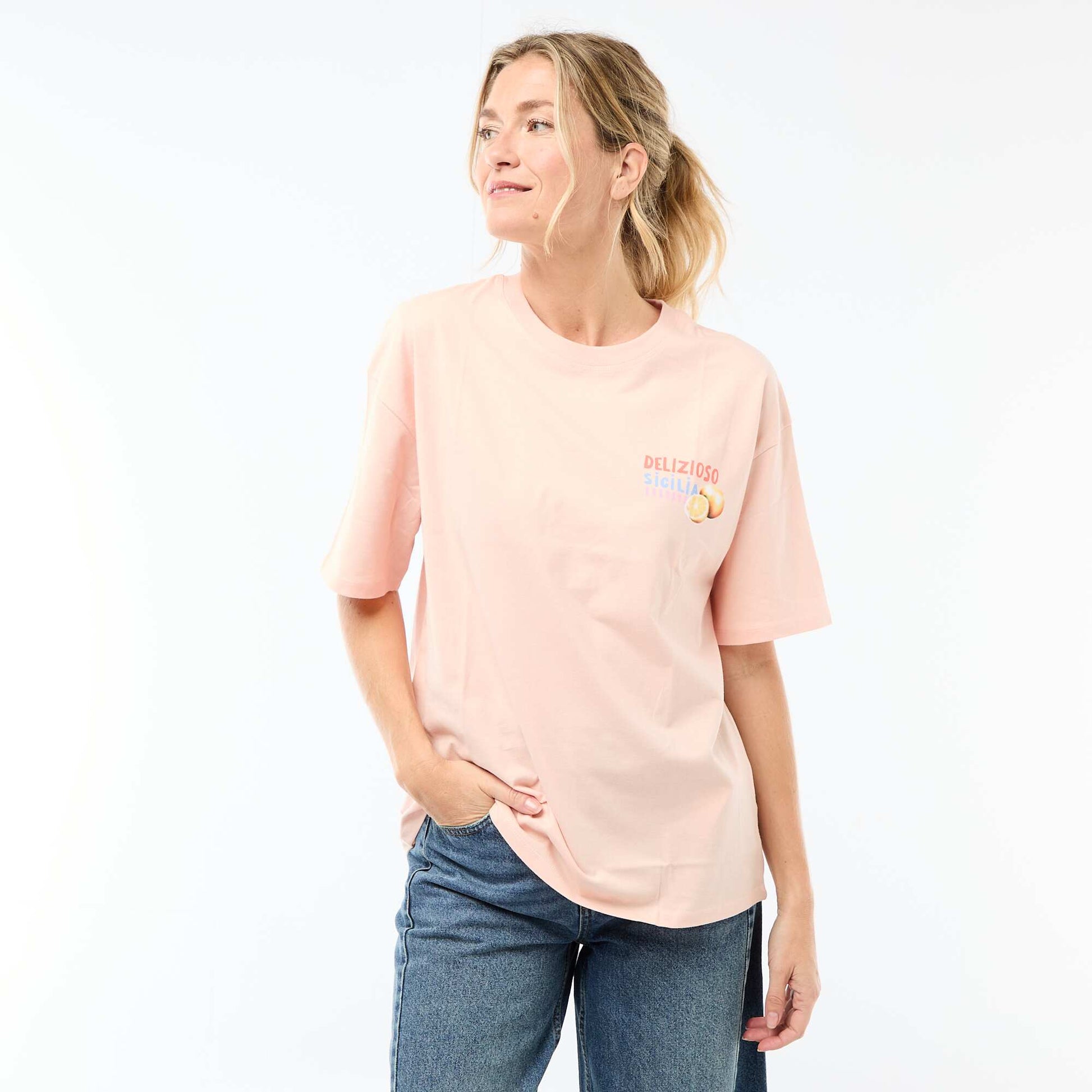 Tee-shirt oversize à message BLANC