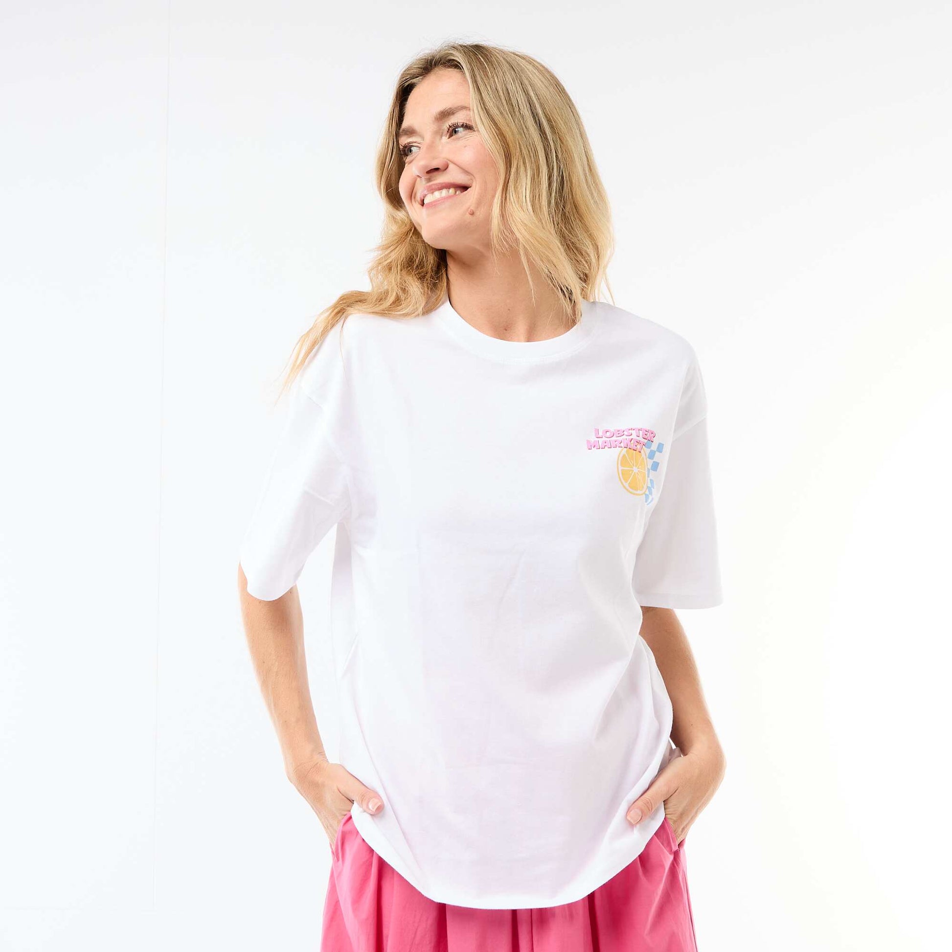 Tee-shirt oversize à message BLANC