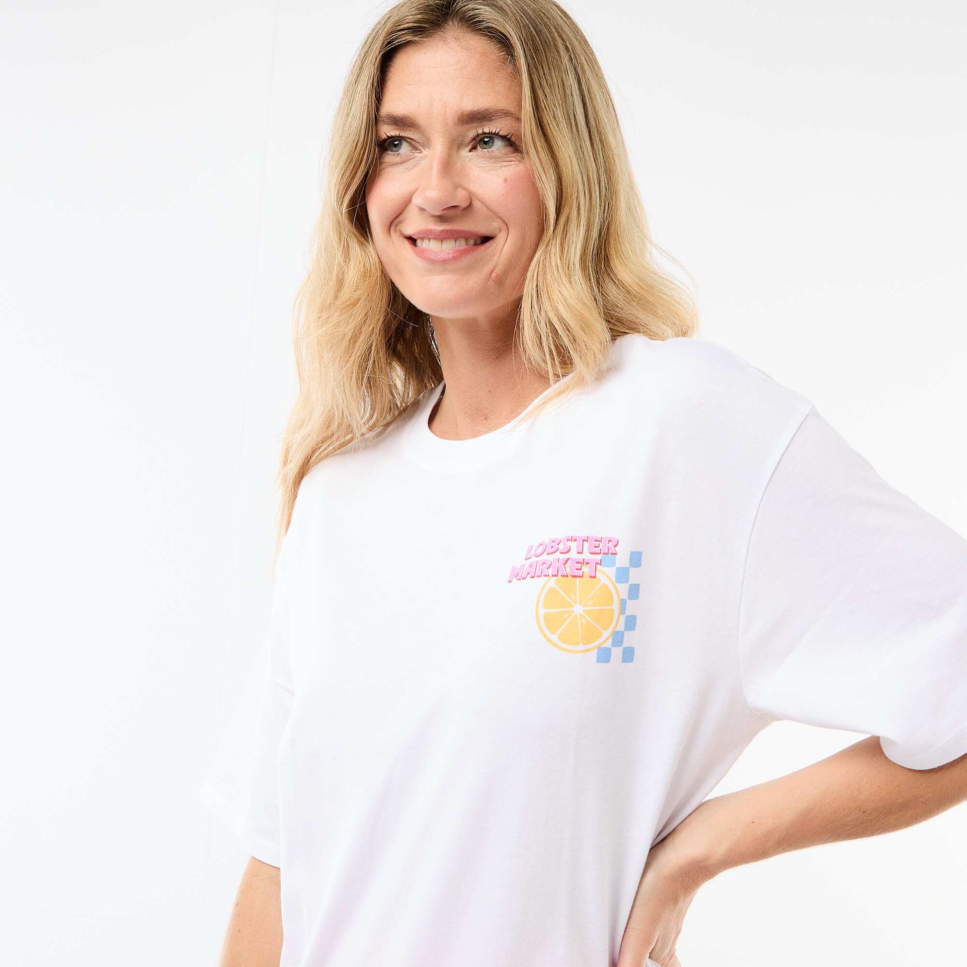 Tee-shirt oversize à message BLANC