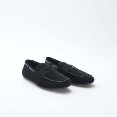 Mocassins bateau en suédine unie NOIR