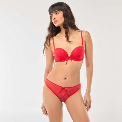 Culotte en dentelle coeurs - Saint-Valentin ROUGE