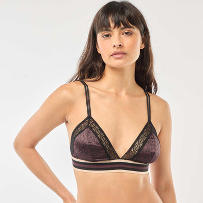Soutien-gorge triangle satiné imprimé léopard VIOLET