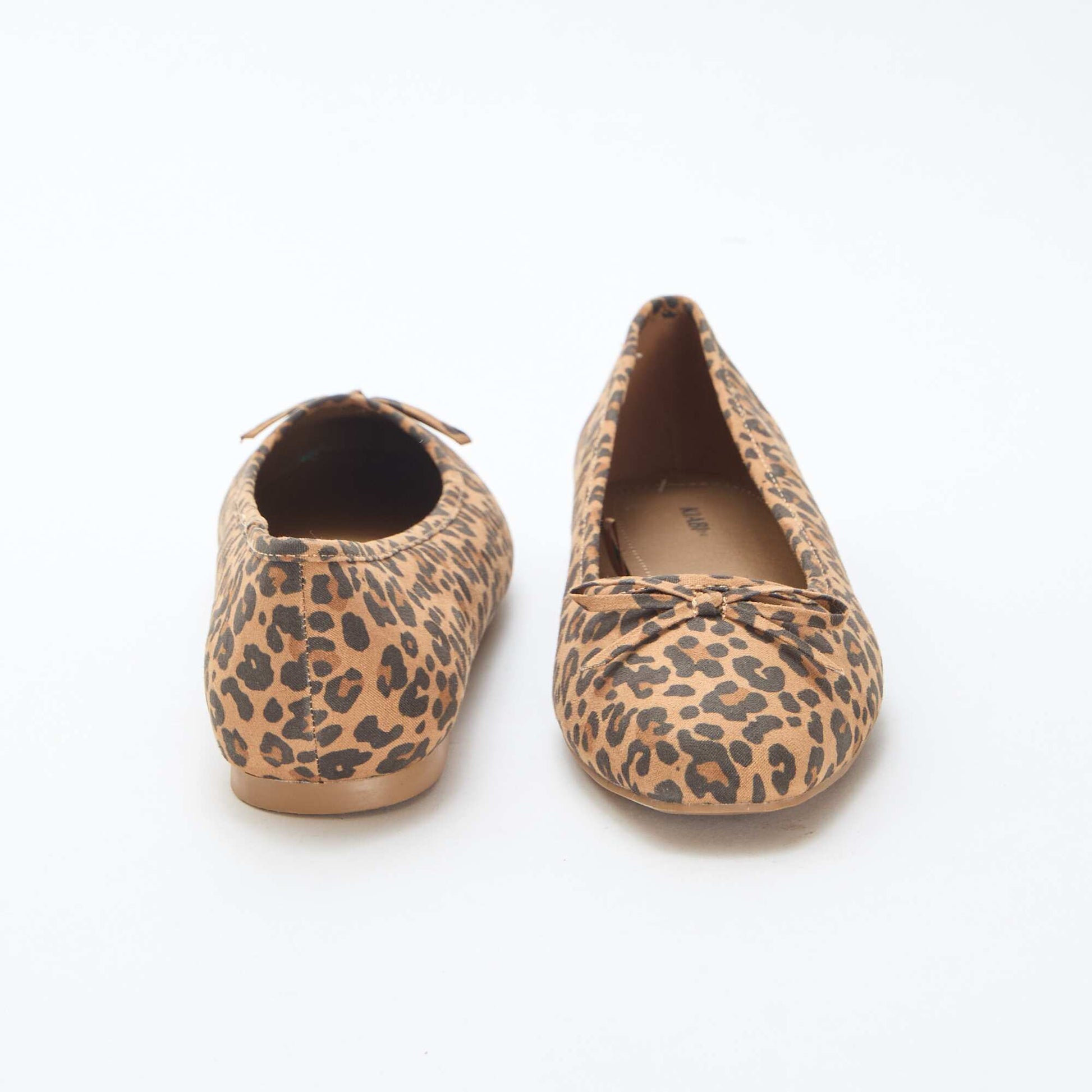 Ballerines à motif léopard en suédine BEIGE