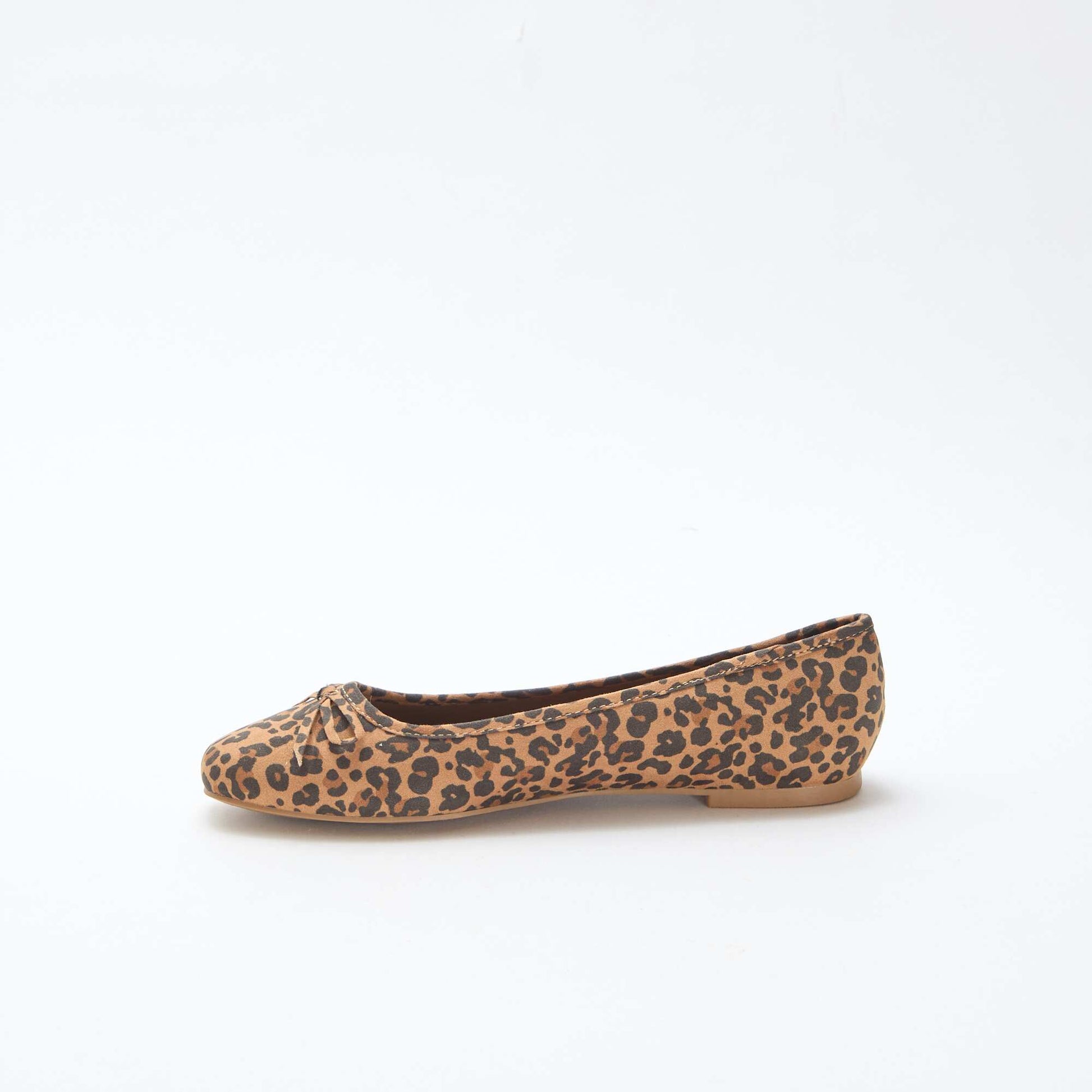 Ballerines à motif léopard en suédine BEIGE
