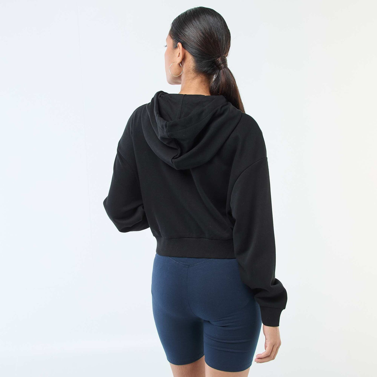 Sweat à capuche crop top NOIR