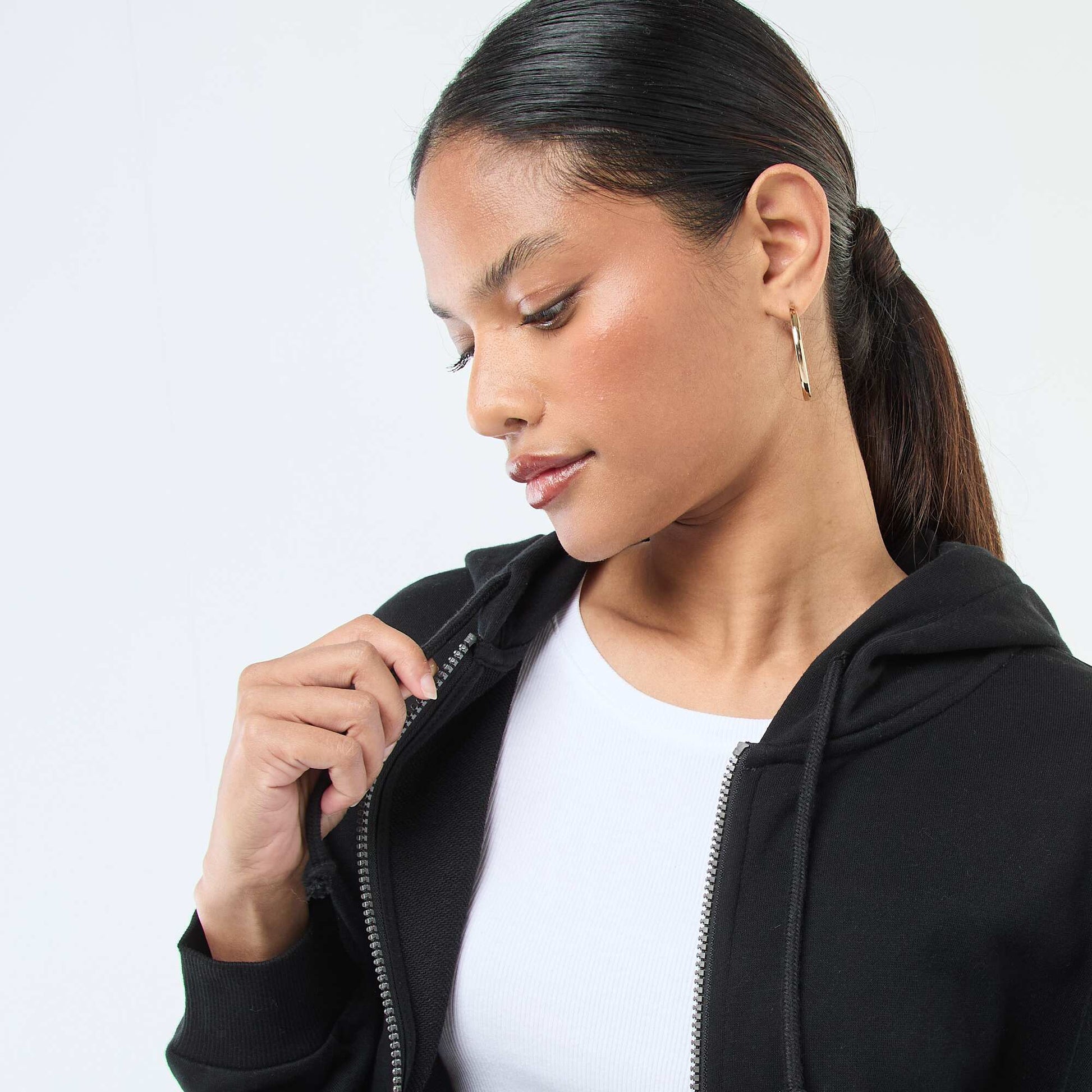 Sweat à capuche crop top NOIR