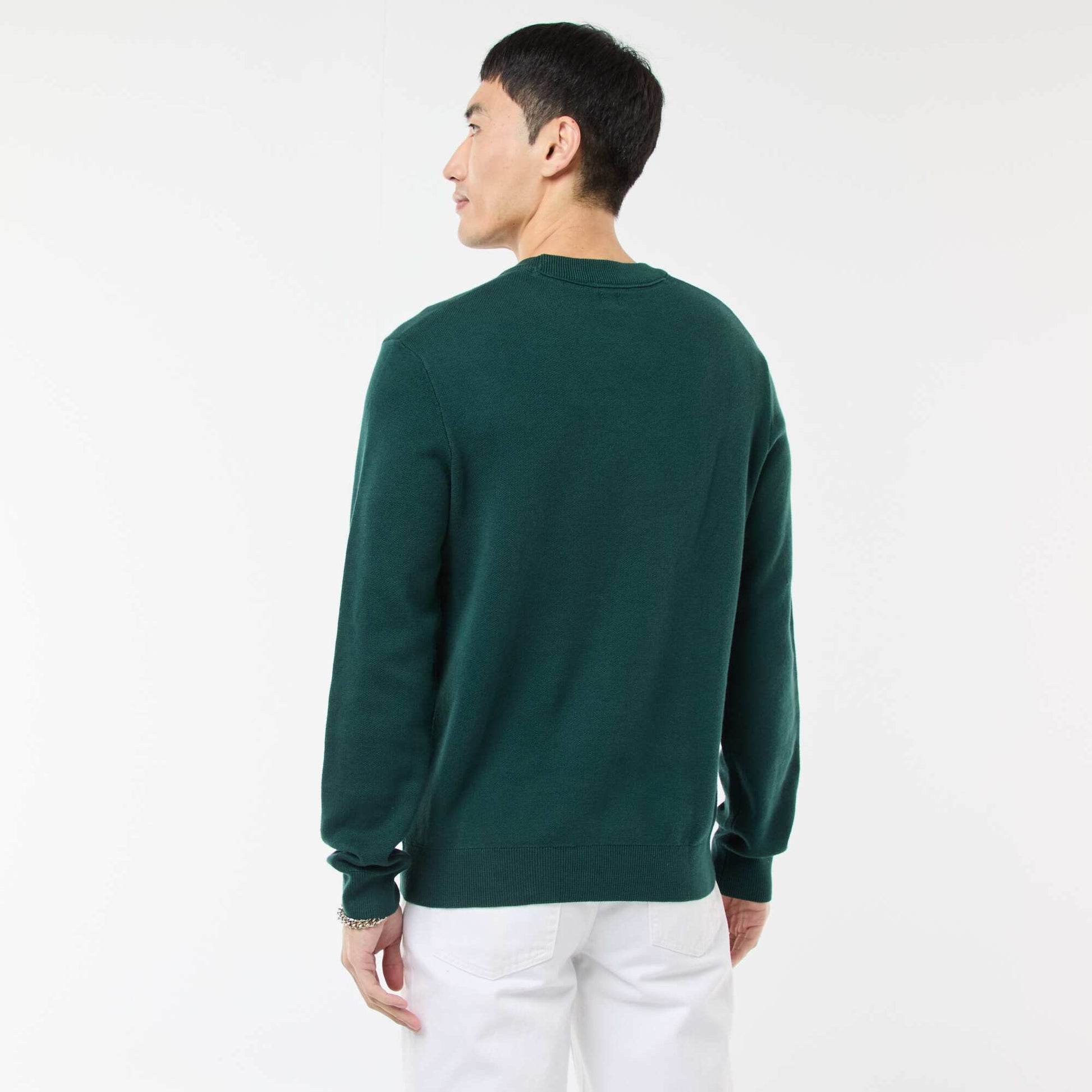 Pull col rond uni VERT