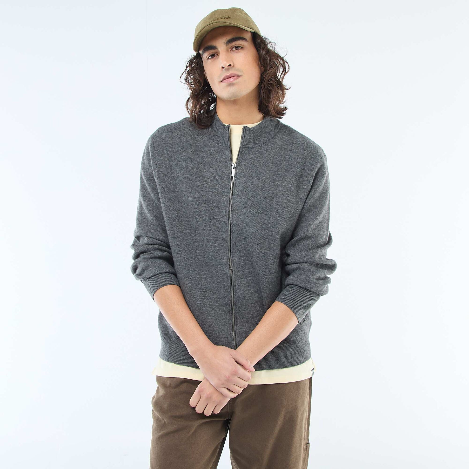 Gilet chaud zippé à col montant GRIS