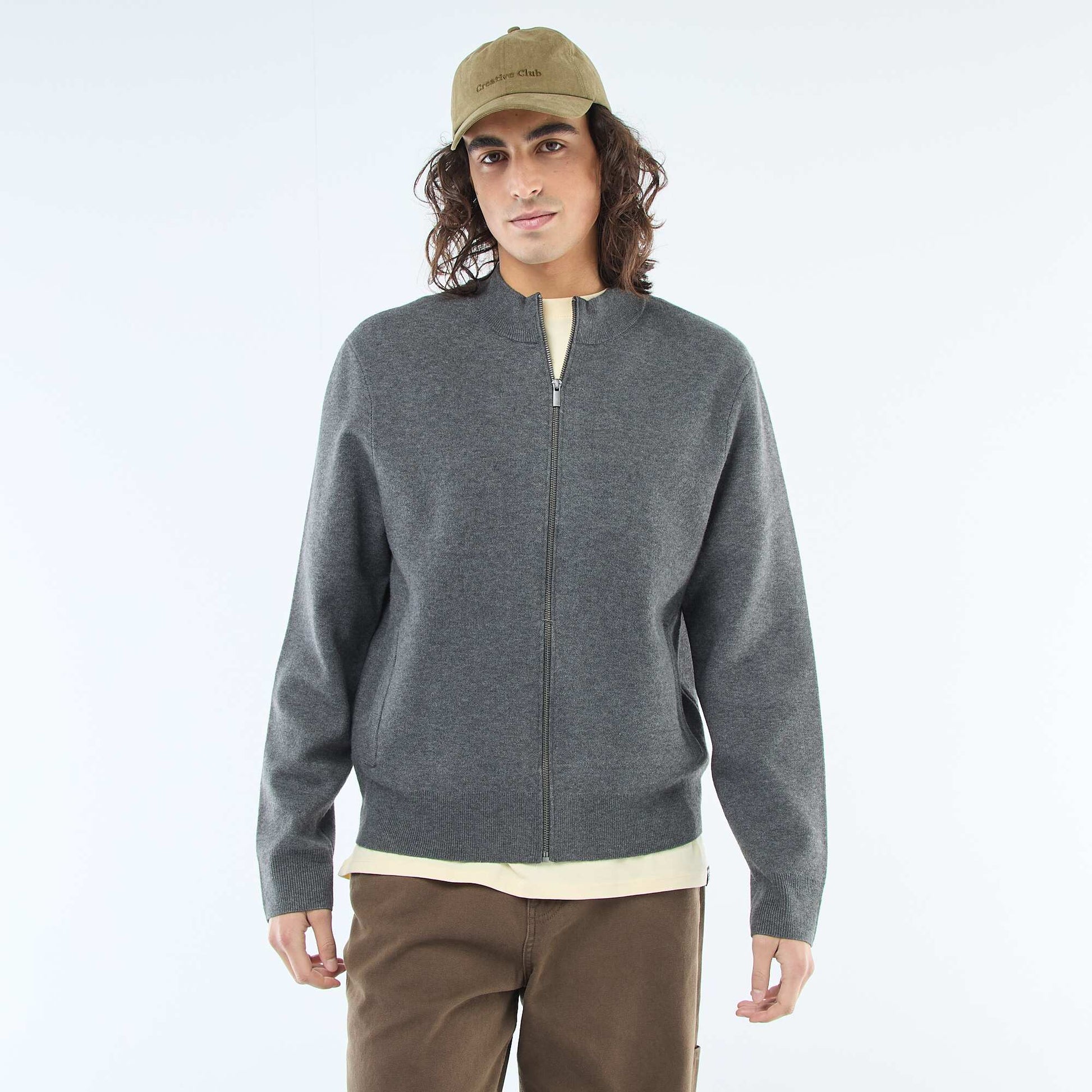 Gilet chaud zippé à col montant GRIS