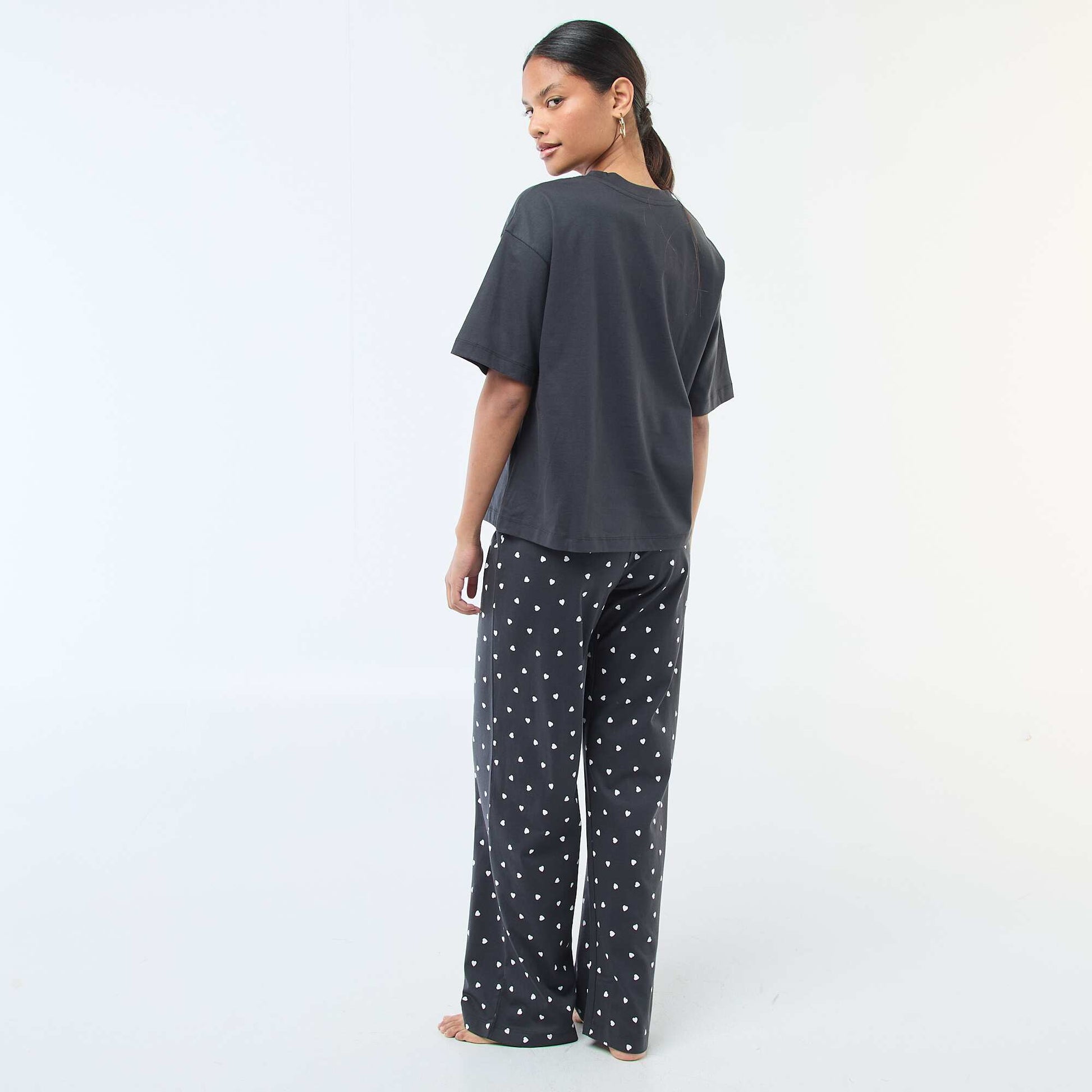 Pyjama 2 pièces imprimé 'Panpan' NOIR