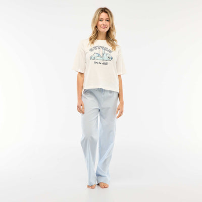Ensemble pyjama t-shirt + pantalon en popeline 'Stitch' - 2 pièces BLANC