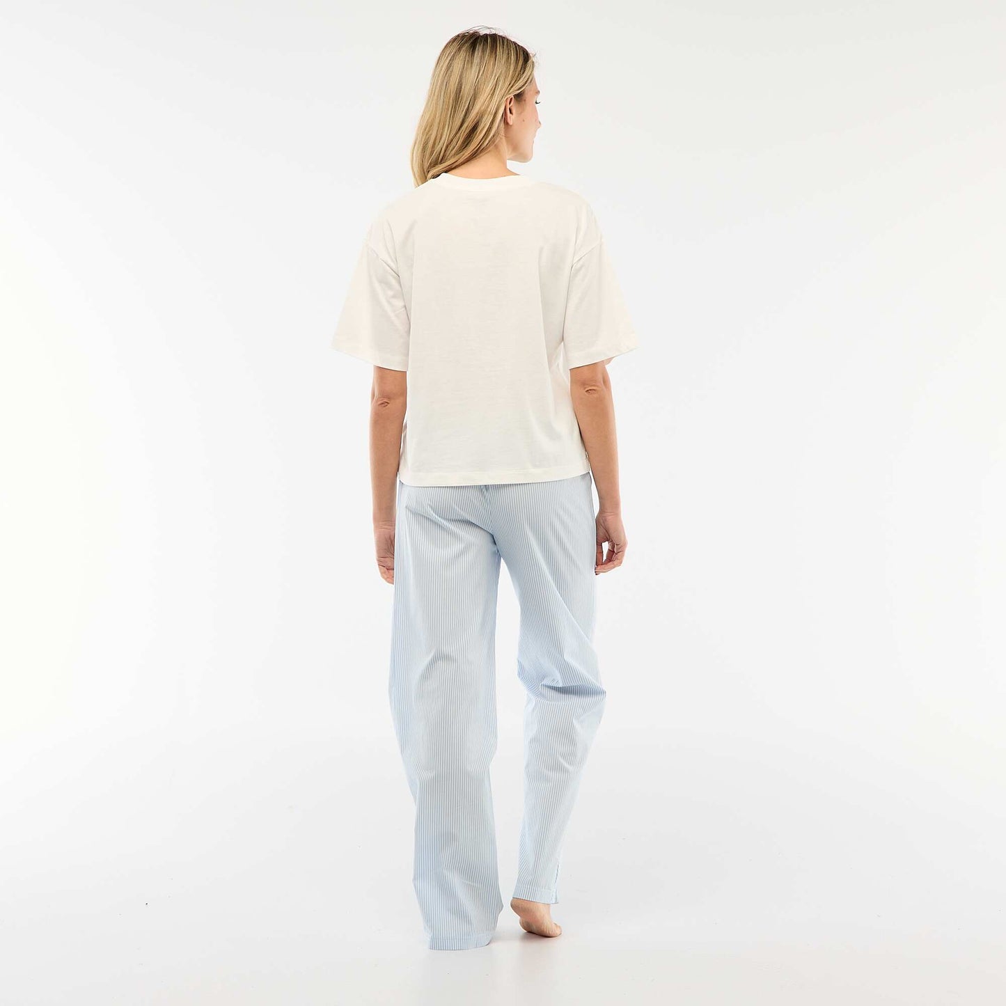 Ensemble pyjama t-shirt + pantalon en popeline 'Stitch' - 2 pièces BLANC