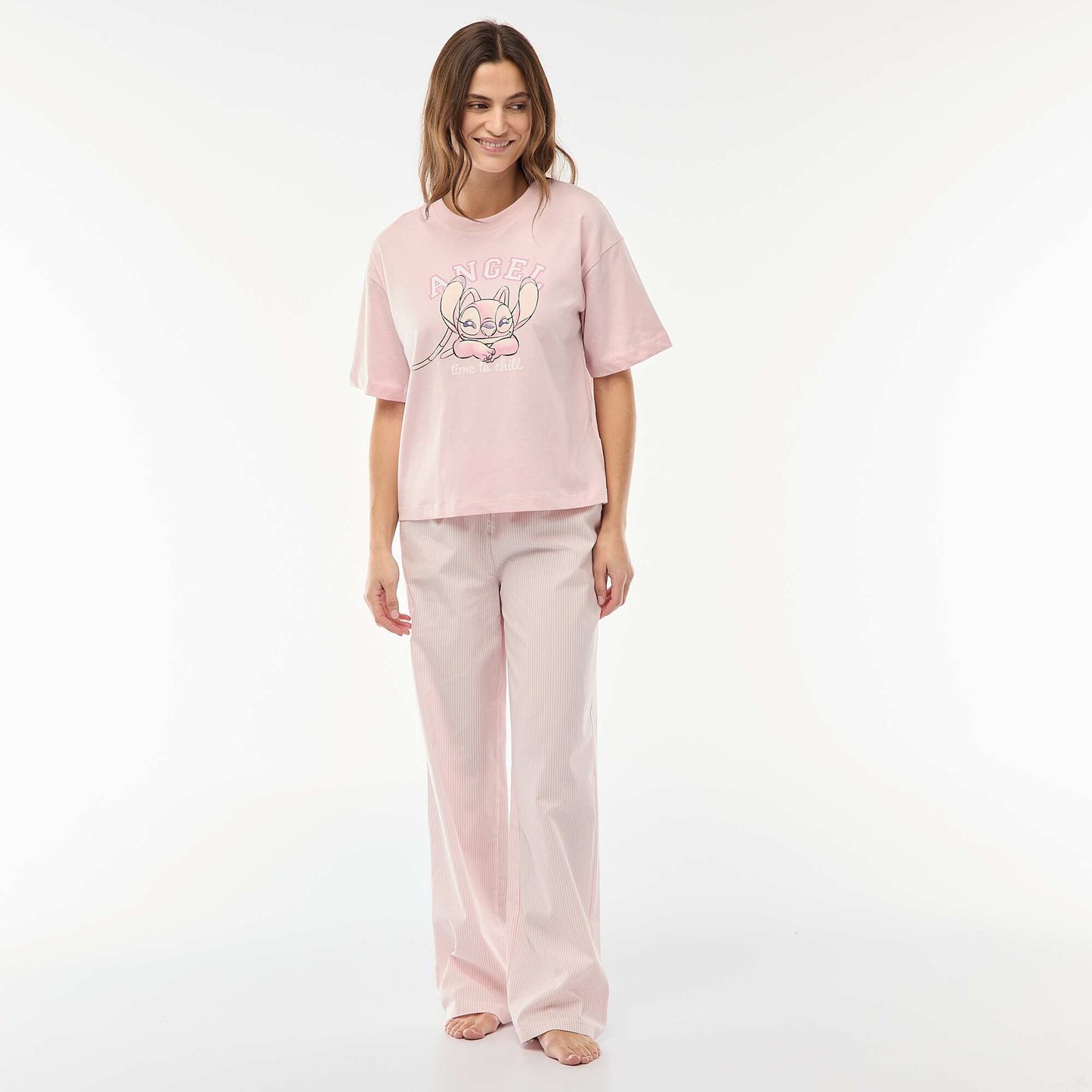 Ensemble pyjama t-shirt + pantalon en popeline 'Angel' - 2 pièces ROSE