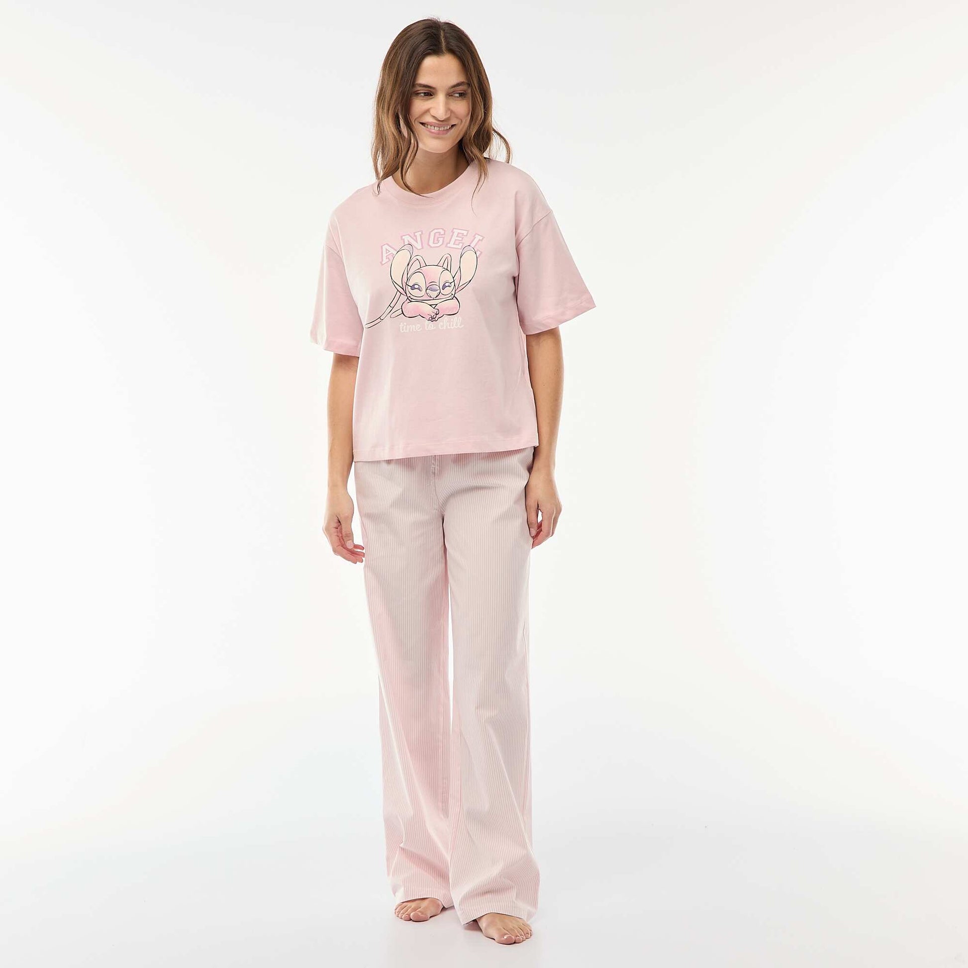 Ensemble pyjama t-shirt + pantalon en popeline 'Angel' - 2 pièces ROSE