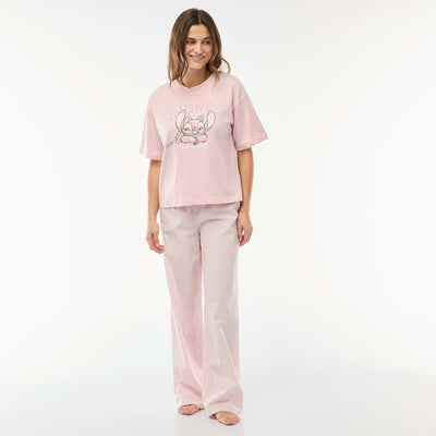 Ensemble pyjama t-shirt + pantalon en popeline 'Angel' - 2 pièces ROSE