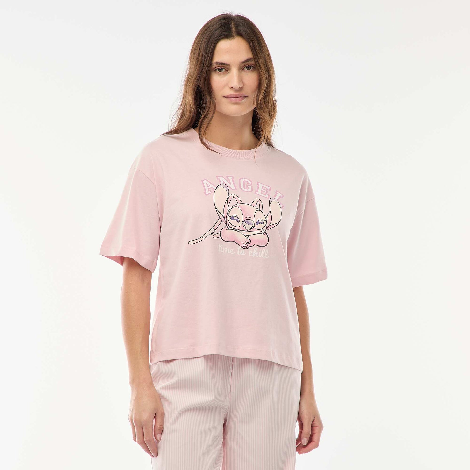 Ensemble pyjama t-shirt + pantalon en popeline 'Angel' - 2 pièces ROSE