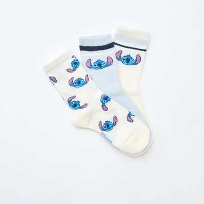 Lot de 3 paires de chaussettes 'Stitch' BLEU/BLANC