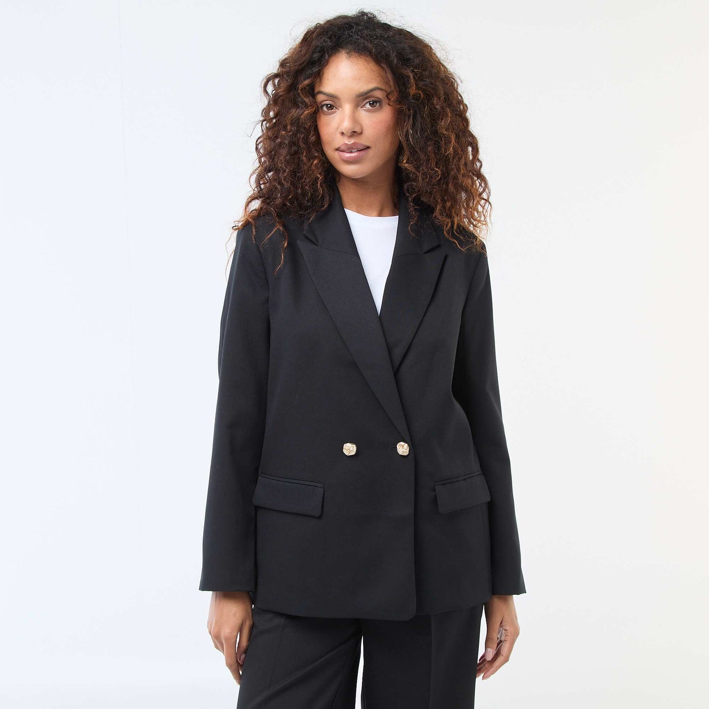 Veste de tailleur avec ouverture double boutonnage NOIR