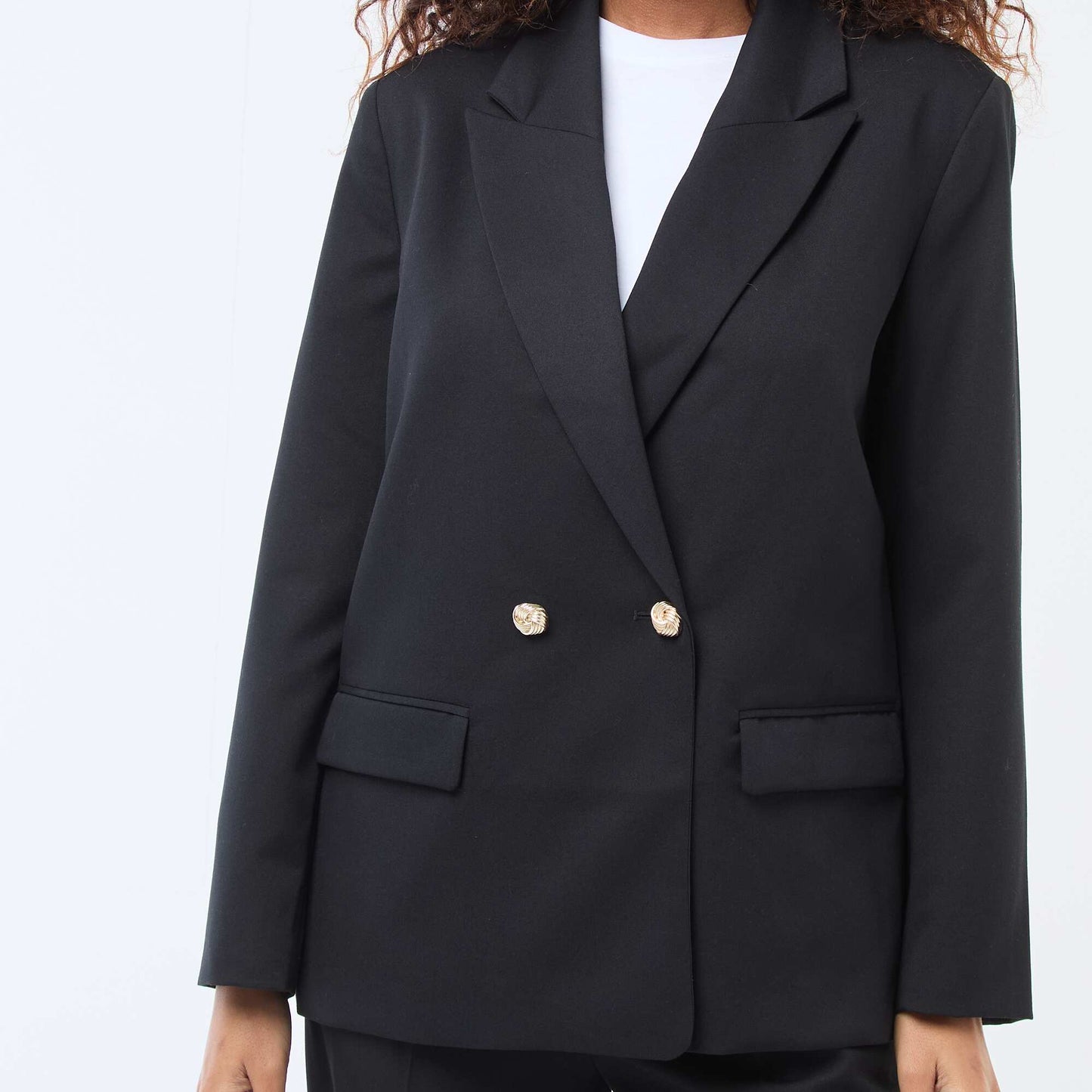 Veste de tailleur avec ouverture double boutonnage NOIR