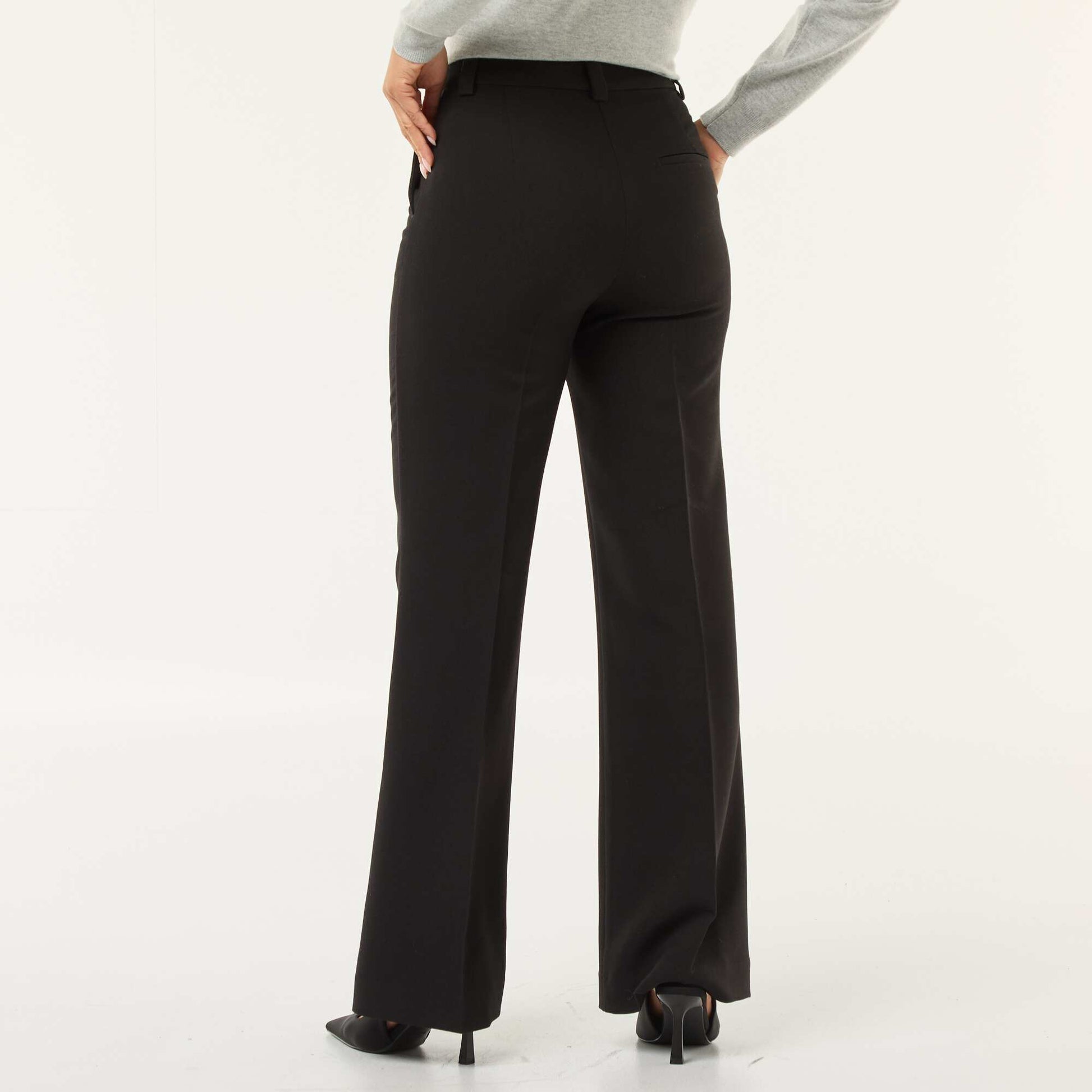 Pantalon évasé uni NOIR