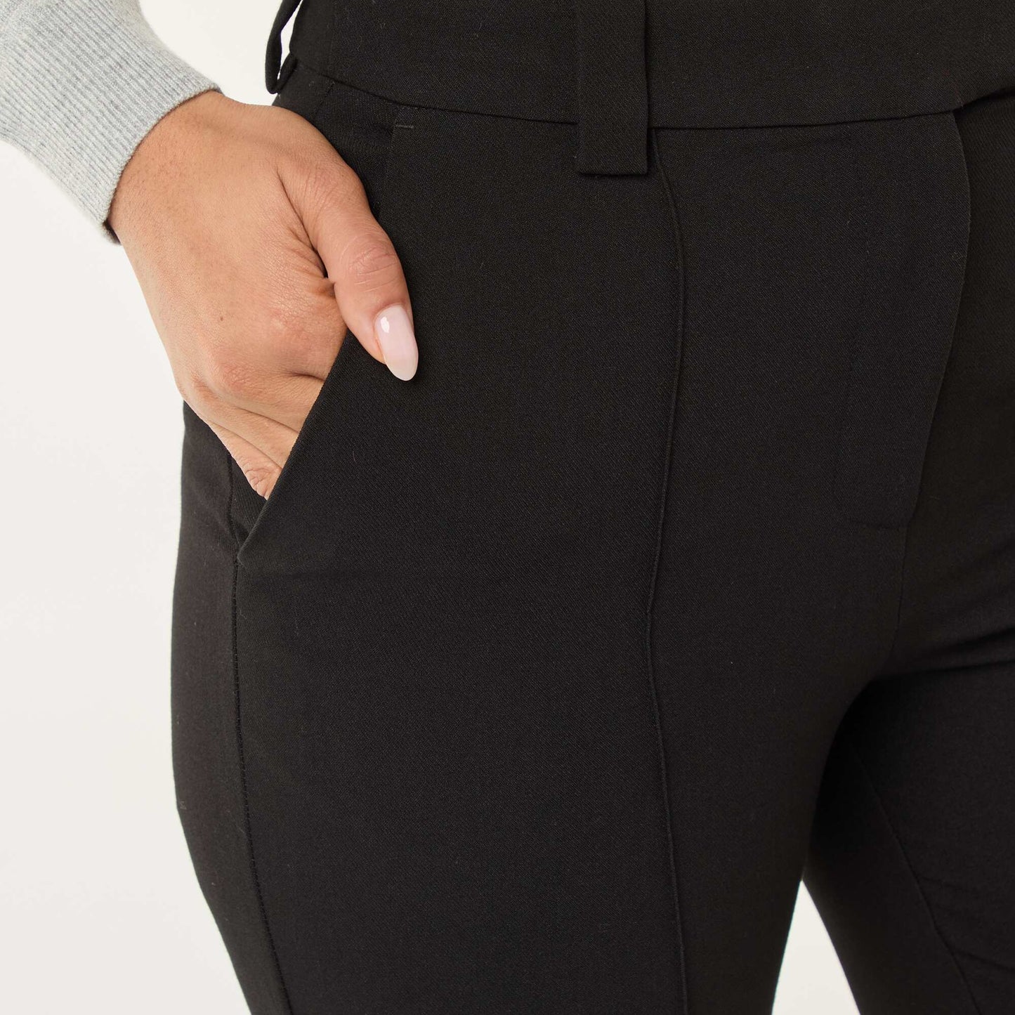 Pantalon évasé uni NOIR