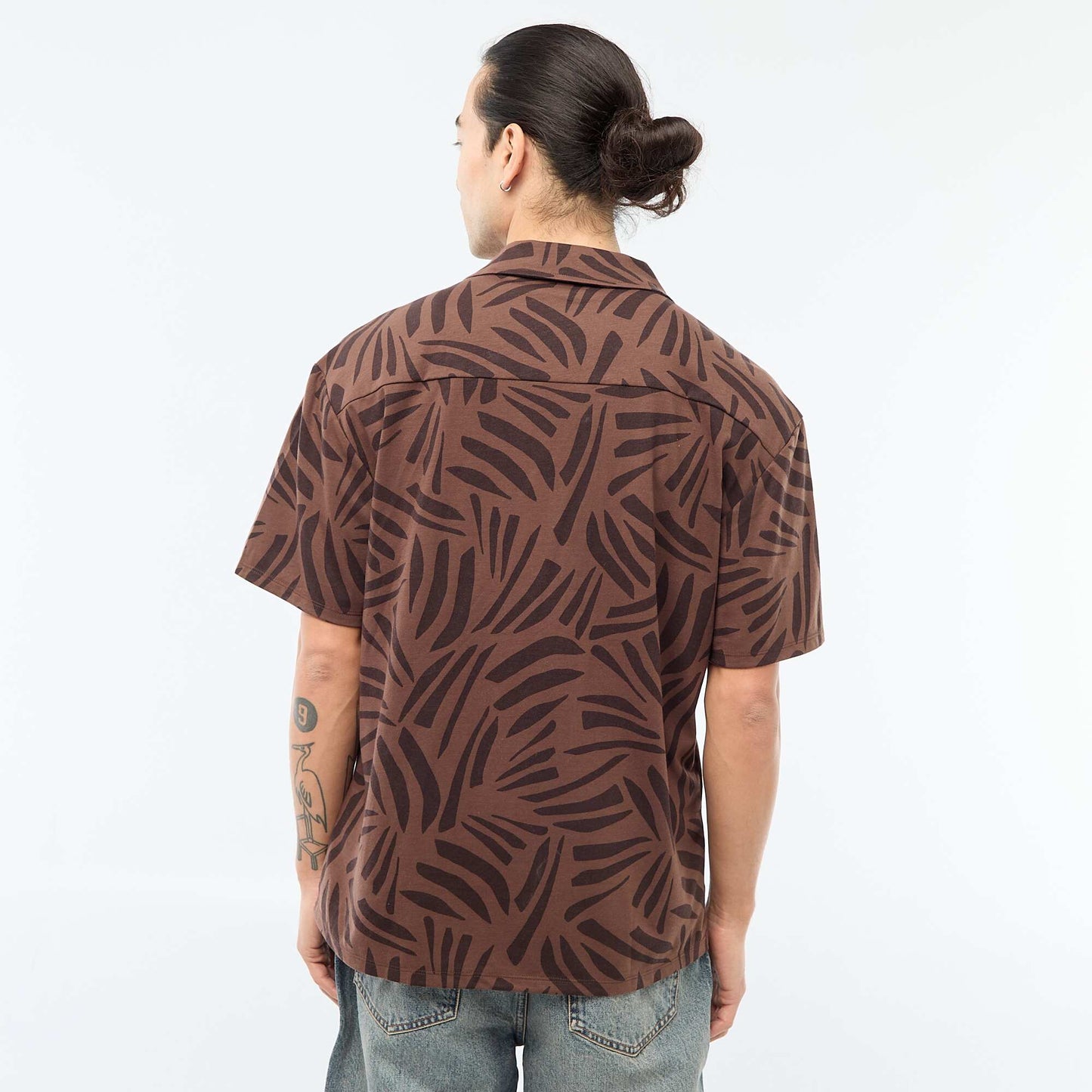 Chemise à manches courtes à motif MARRON
