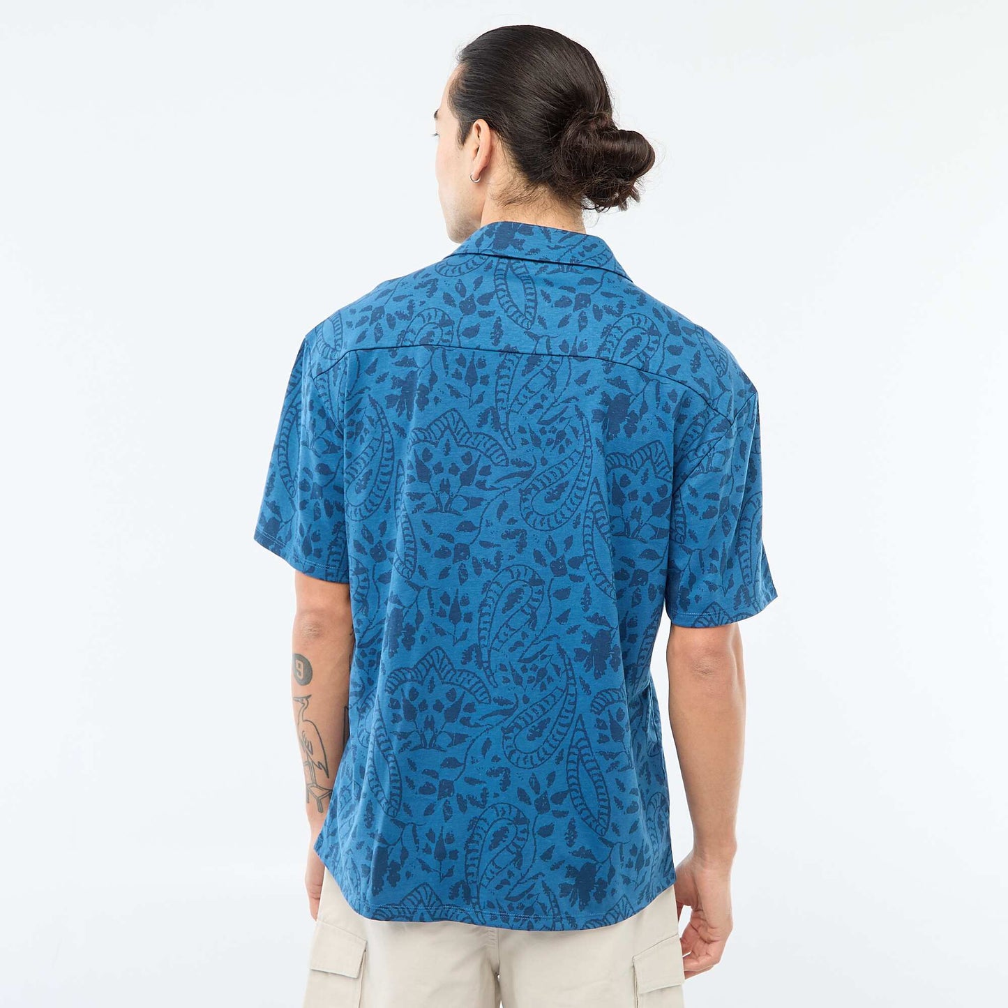 Chemise à manches courtes à motif BLEU