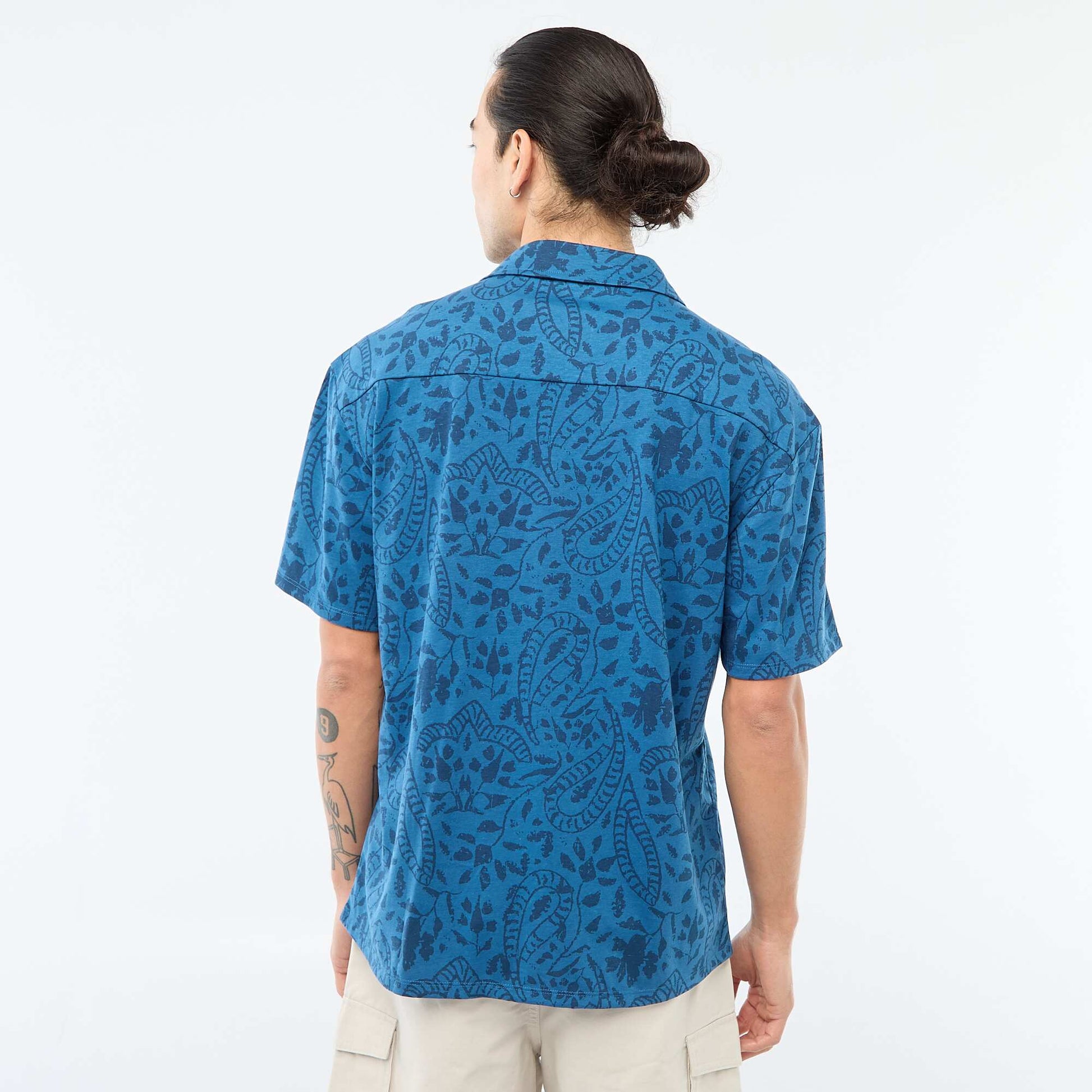 Chemise à manches courtes à motif BLEU