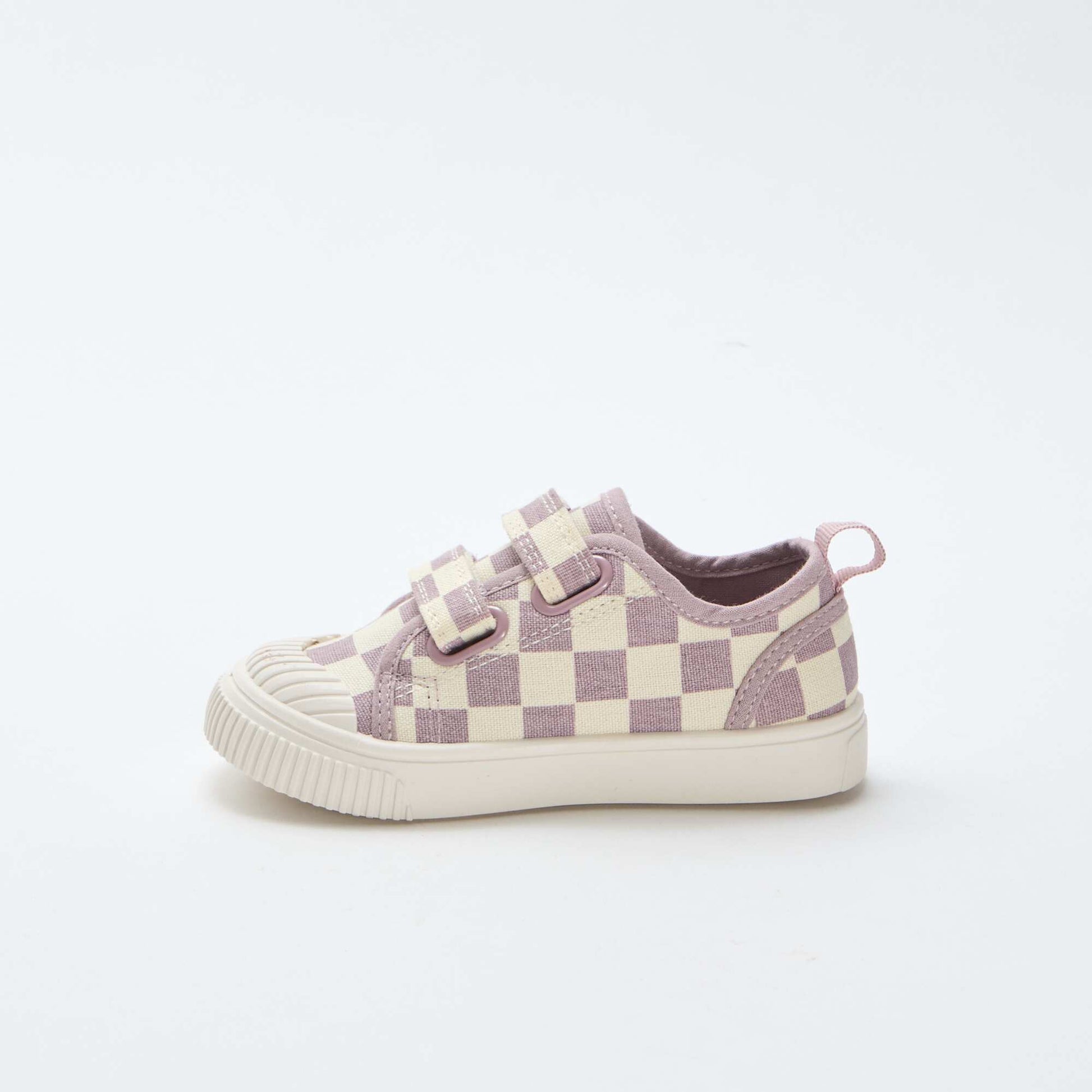 Baskets en toile imprimé damiers VIOLET