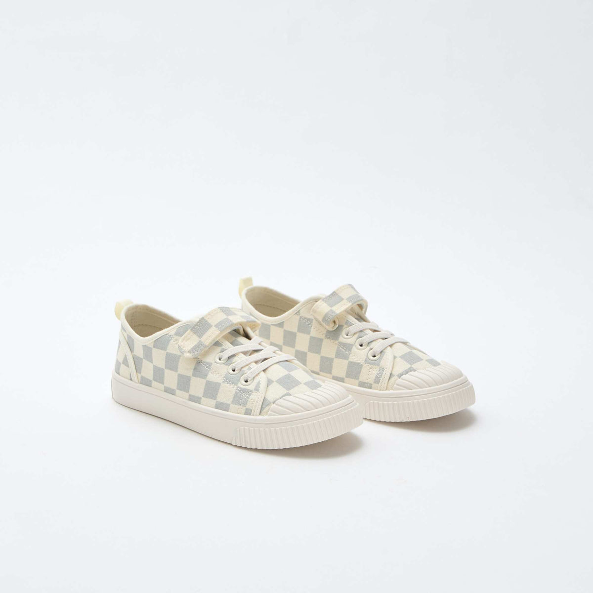 Baskets en toile imprimé damiers BLEU