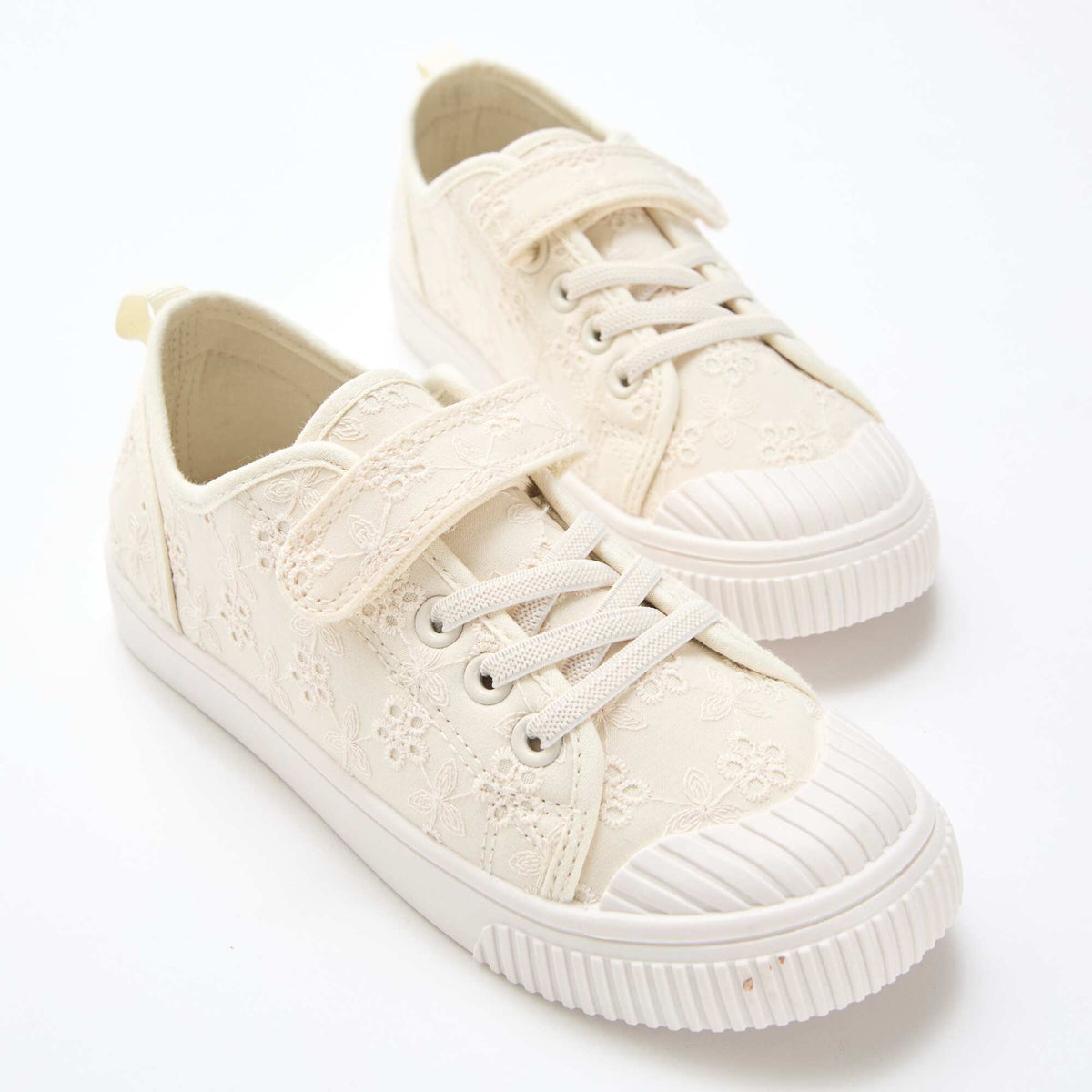 Baskets en toile imprimé damiers BEIGE