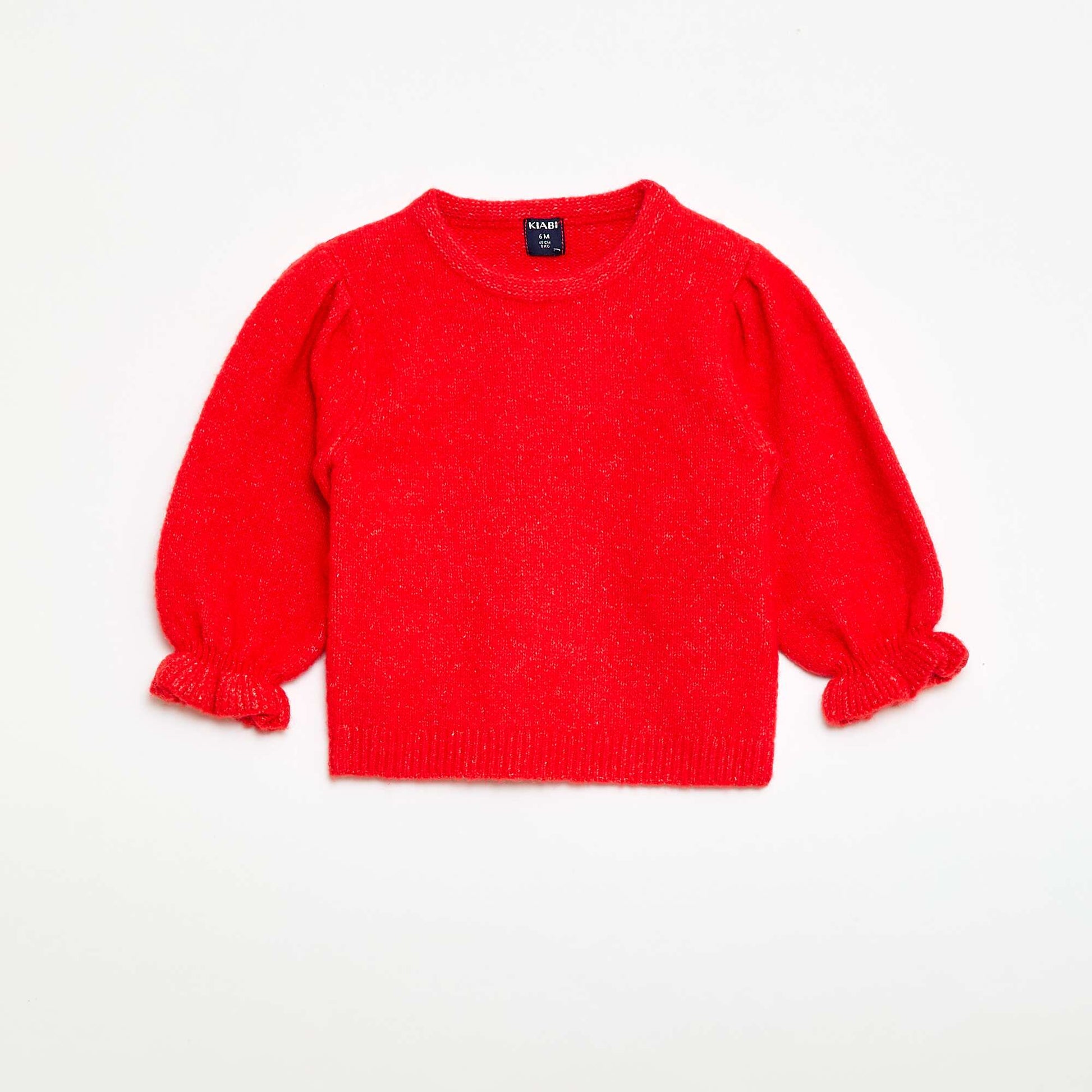 Pull chaud avec manches ballons ROUGE