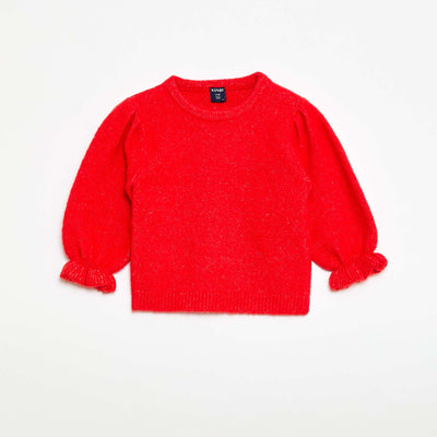 Pull chaud avec manches ballons ROUGE