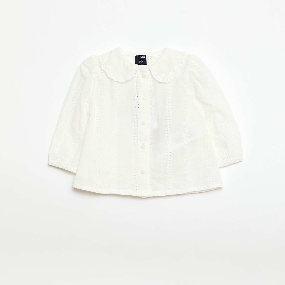 Blouse en voile de coton avec broderies BLANC