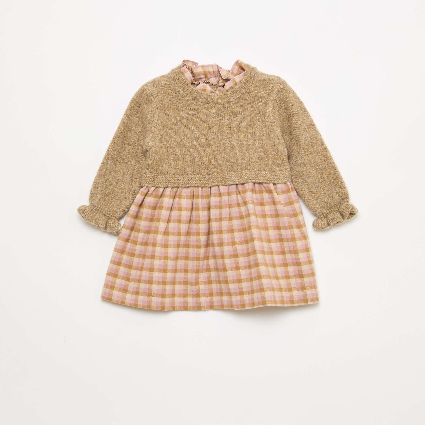 Robe bi matière 2 en 1 en tricot et flanelle ROSE