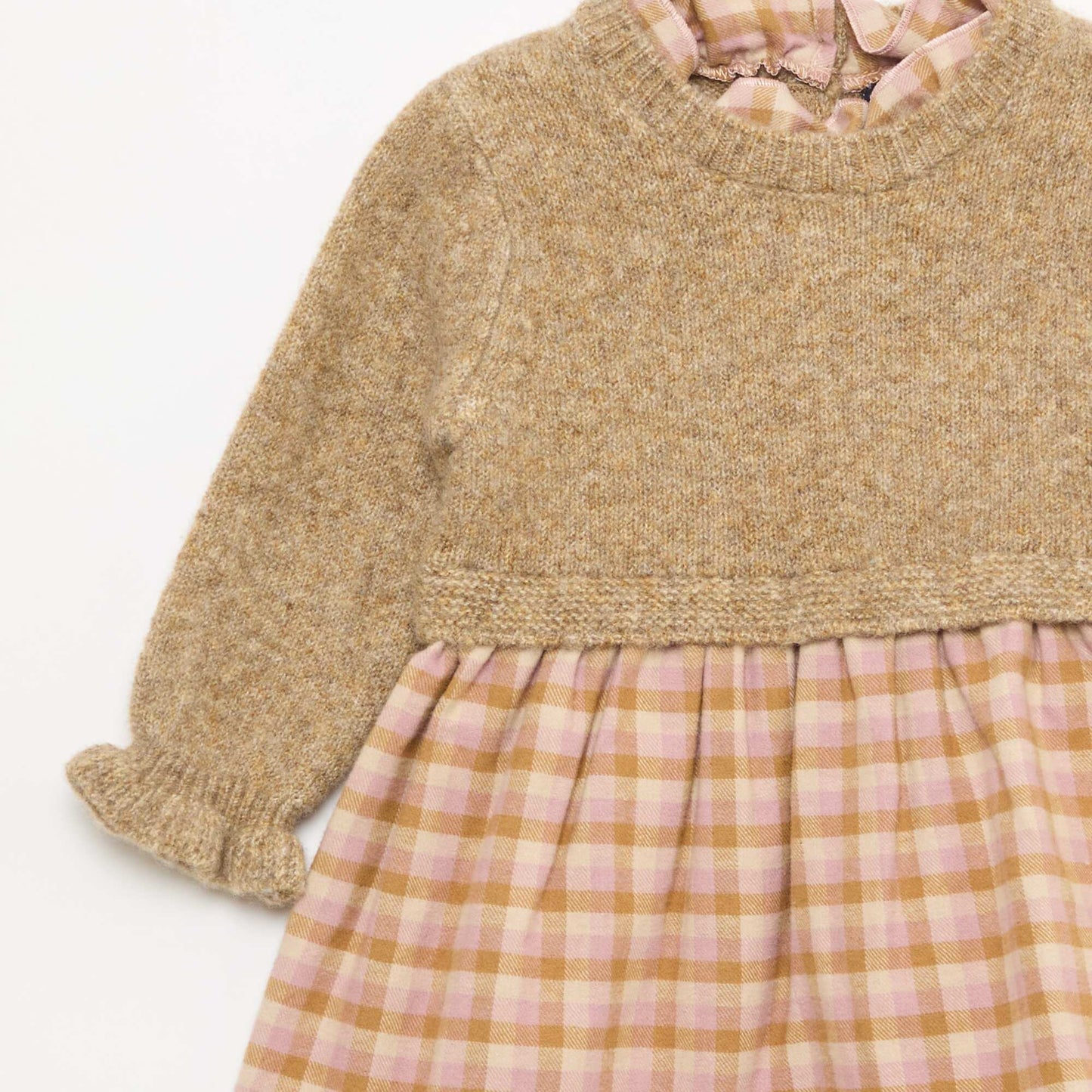 Robe bi matière 2 en 1 en tricot et flanelle ROSE