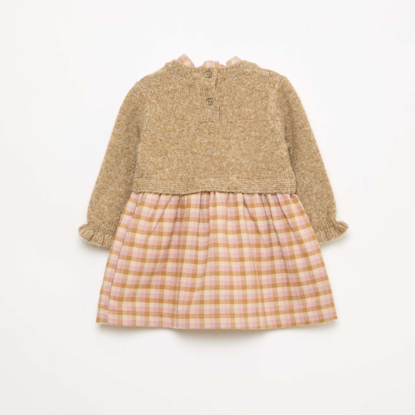 Robe bi matière 2 en 1 en tricot et flanelle ROSE