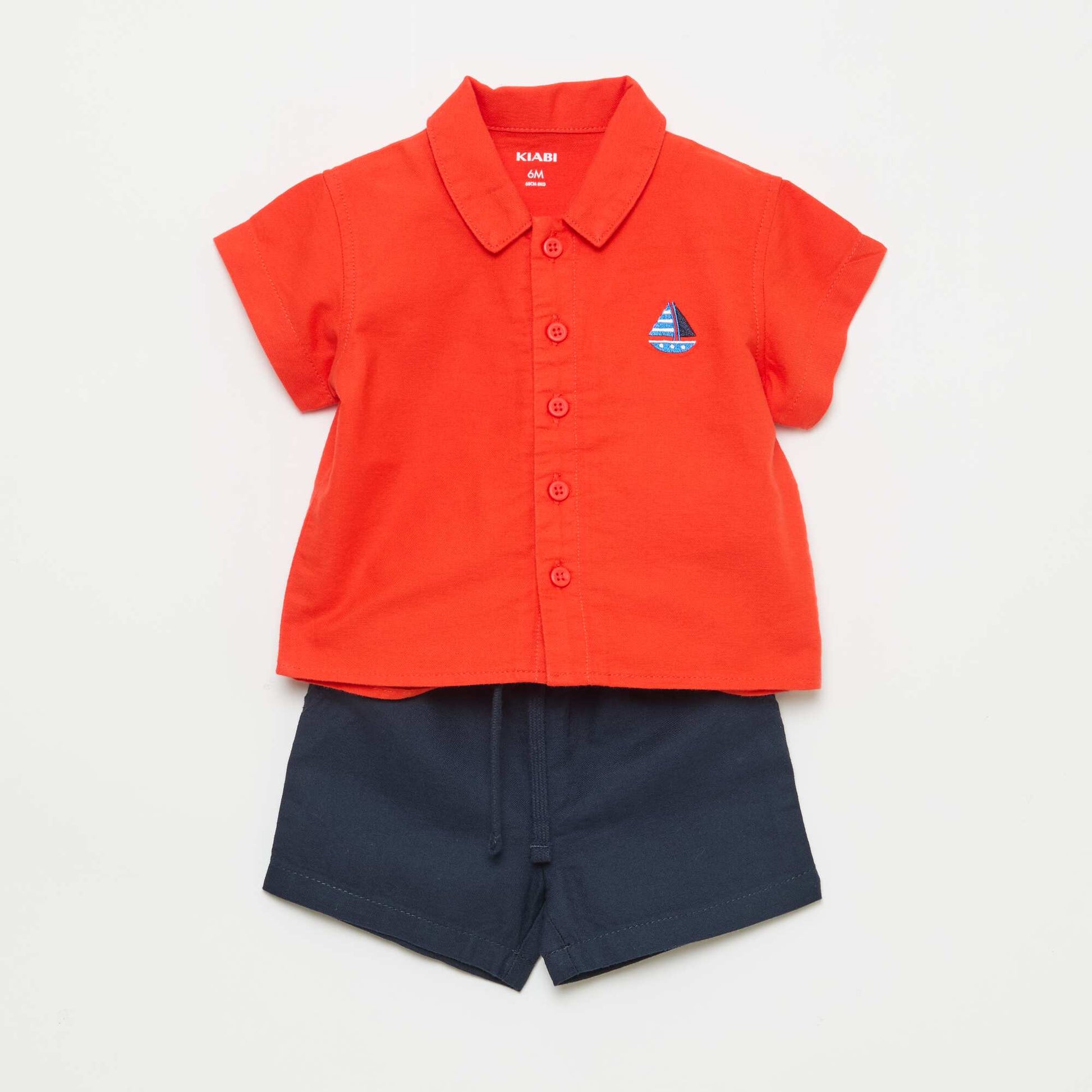 Ensemble chemise + short en coton - 2 pièces ROUGE