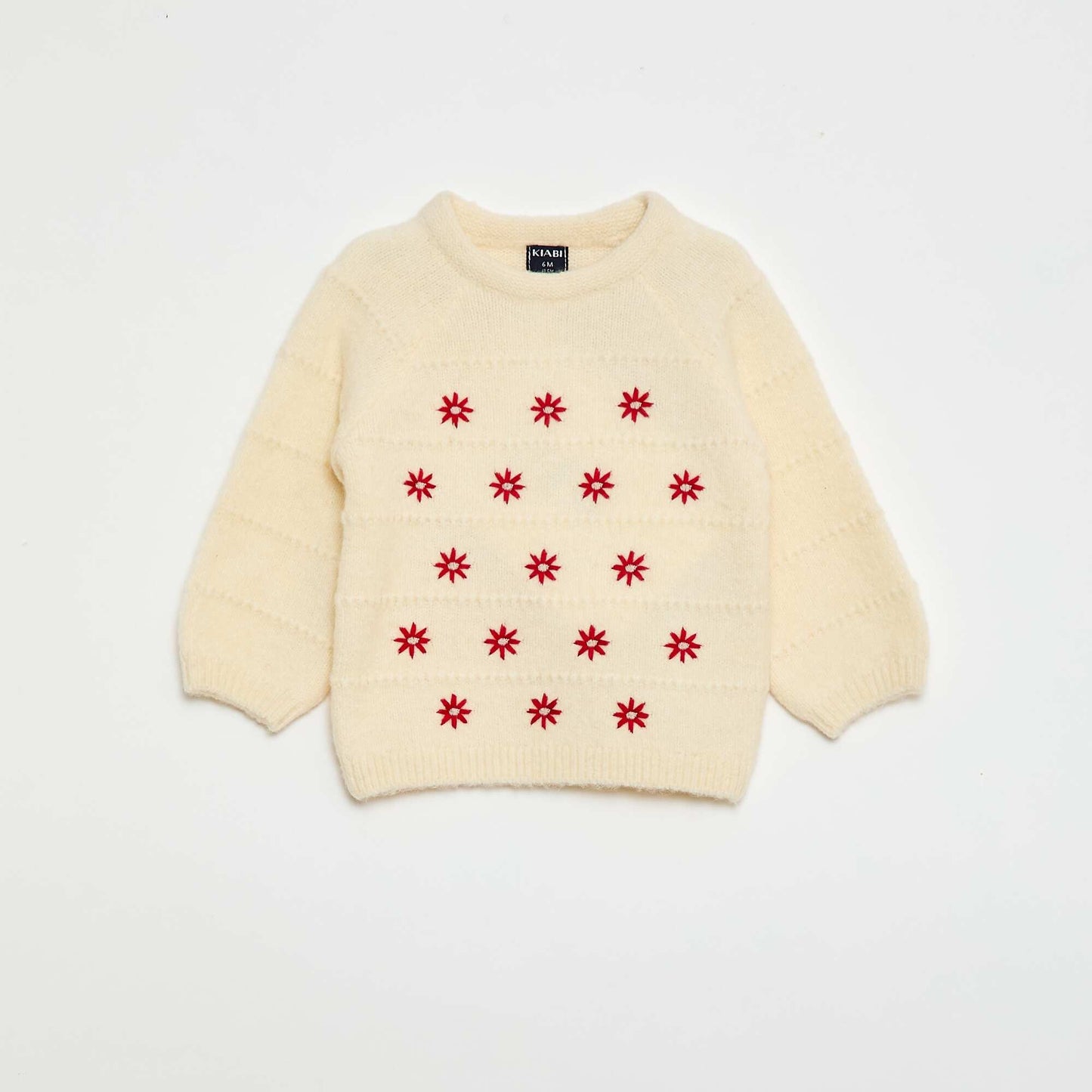 Pull en maille avec broderies BLANC