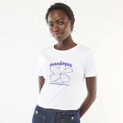 T-shirt imprimé à manches courtes à motif BLANC