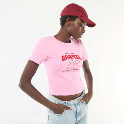 T-shirt imprimé à manches courtes à motif ROSE