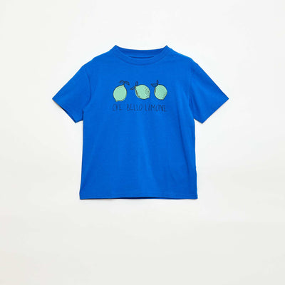 T-shirt imprimé à message BLEU