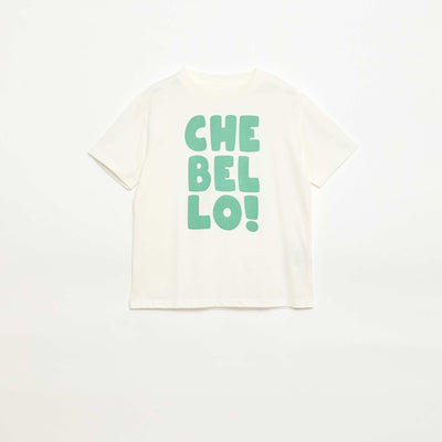 T-shirt imprimé à message BEIGE
