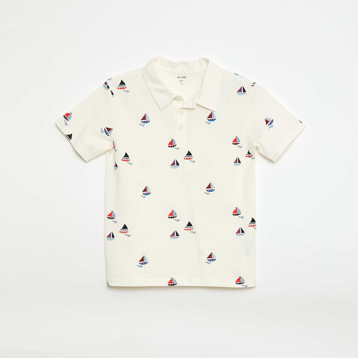 Polo manches courtes avec rayures all over BLANC