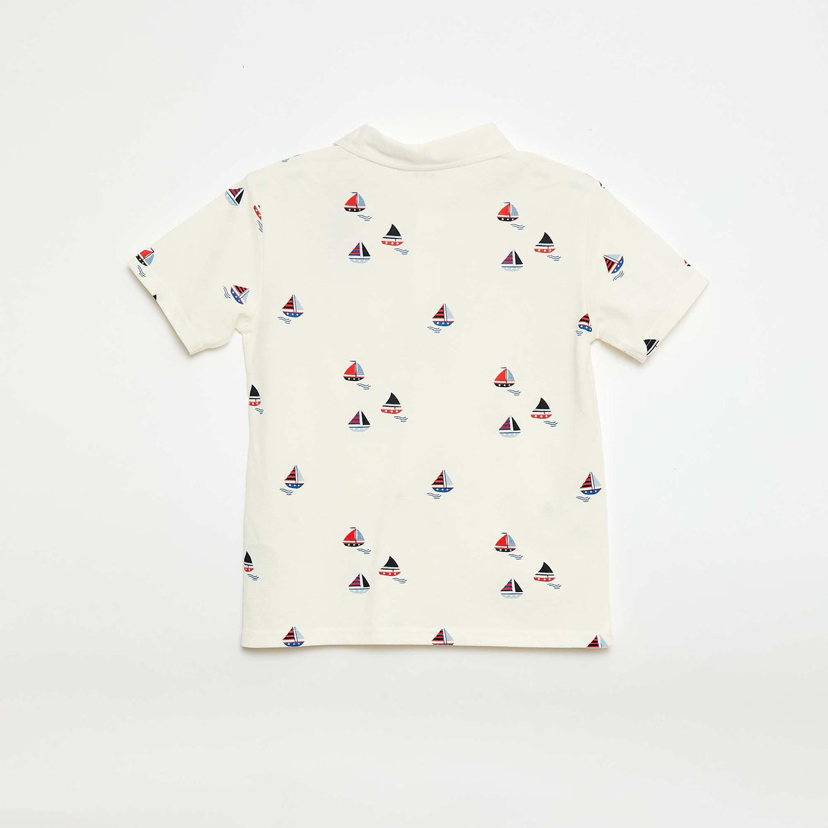 Polo manches courtes avec rayures all over BLANC