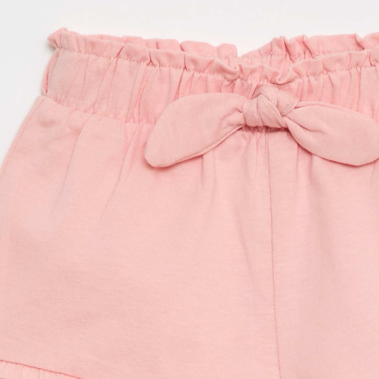 Short en coton avec ceinture à nouer et bas de jambe volantés ROSE