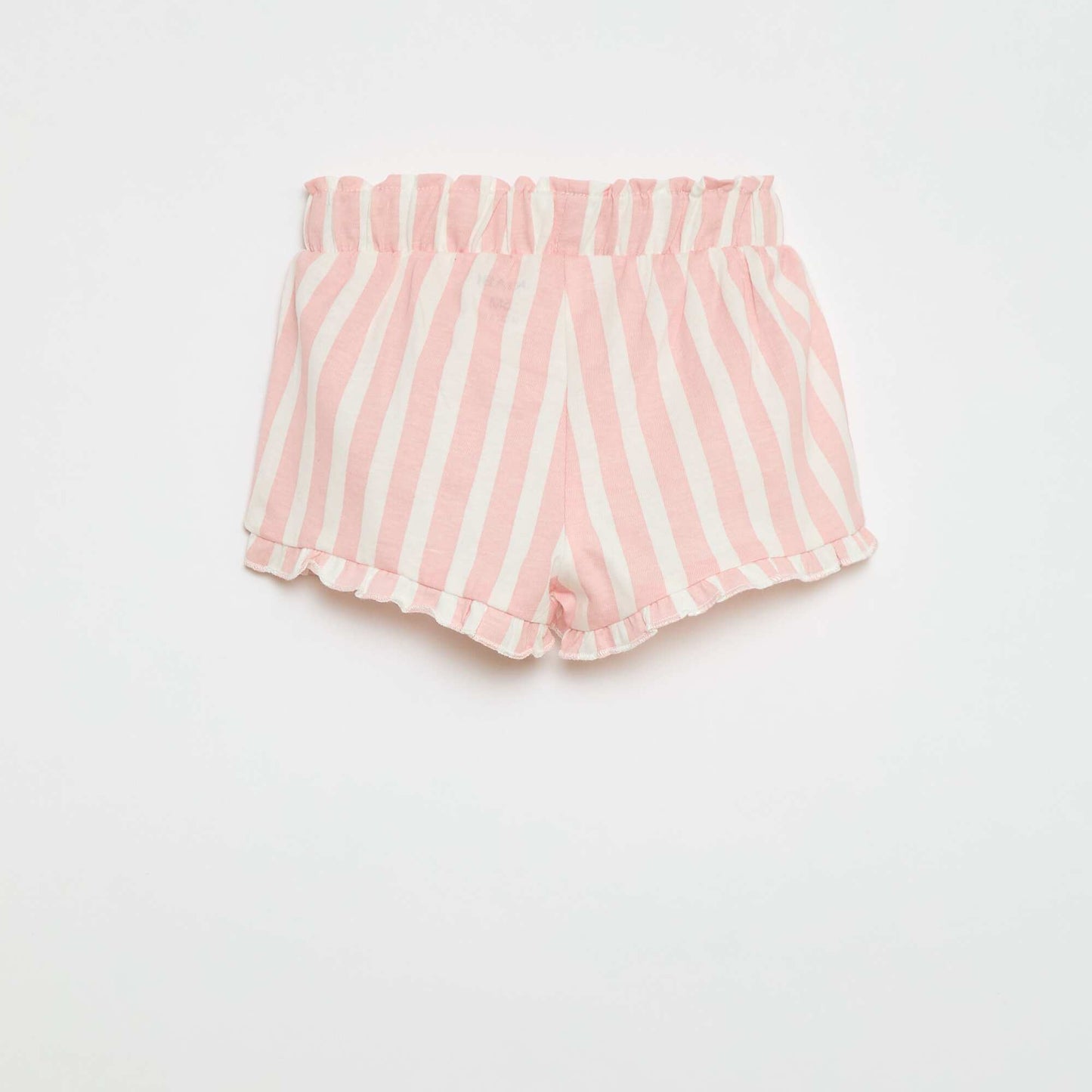 Short en coton avec ceinture à nouer et bas de jambe volantés ROSE