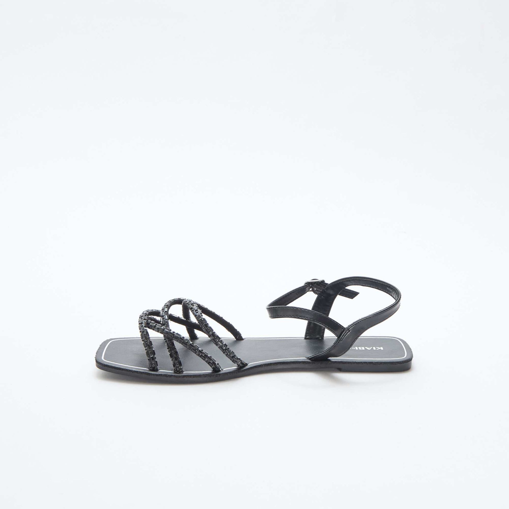 Sandales plates à brides pailletées NOIR