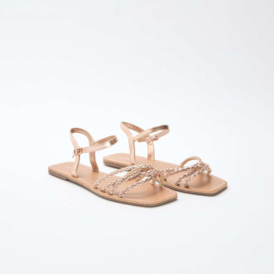 Sandales plates à brides pailletées ROSE