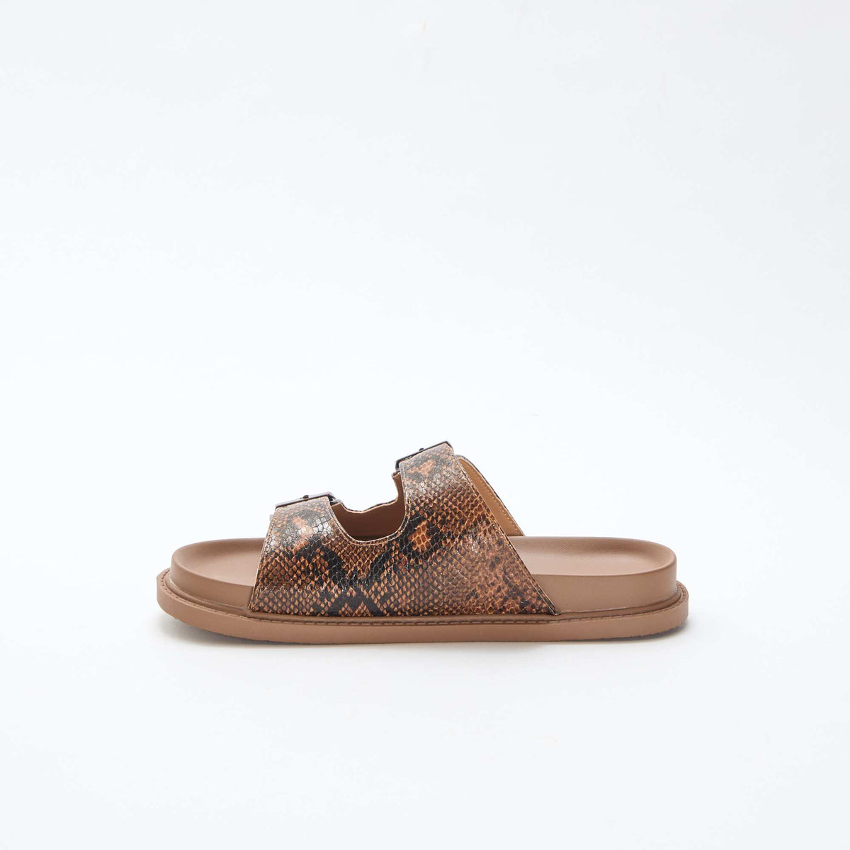 Mules dorées à double bride MARRON